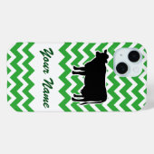 Koe Silhouette met Green Chevron Pattern Case-Mate iPhone Case (Achterkant (horizontaal))