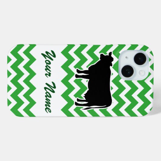 Koe Silhouette met Green Chevron Pattern Case-Mate iPhone Case (Achterkant (horizontaal))