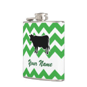 Koe Silhouette met Green Chevron Pattern Heupfles (Links)