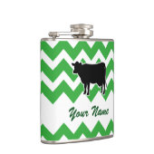 Koe Silhouette met Green Chevron Pattern Heupfles (Rechts)