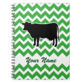 Koe Silhouette met Green Chevron Pattern Notitieboek (Voorkant)