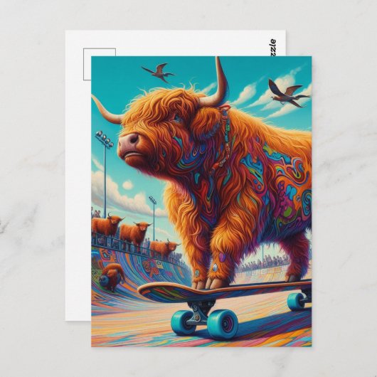 Koe Skateboarden Surreal Highland Briefkaart (Voorkant / Achterkant)