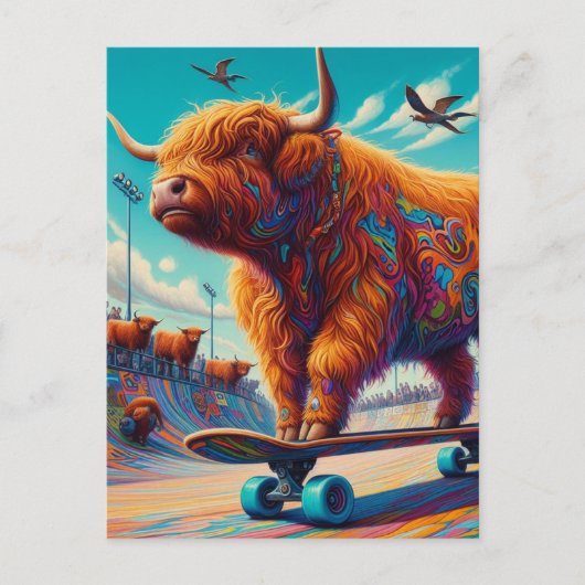 Koe Skateboarden Surreal Highland Briefkaart (Voorkant)