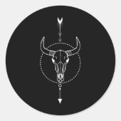 Koe Skull Bull Skull Tattoo Art Comp Reiziger Ronde Sticker (Voorkant)