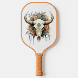 Koe Skull Peach & Soft Blue Flowers Mooi Pickleball Paddle