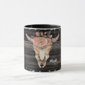 Koe Skull Rustic Glitter Glam Gepersonaliseerde Bo Mok (Midden)