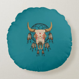 Koe Skull Southwestern Dream Catcher Rond Kussen