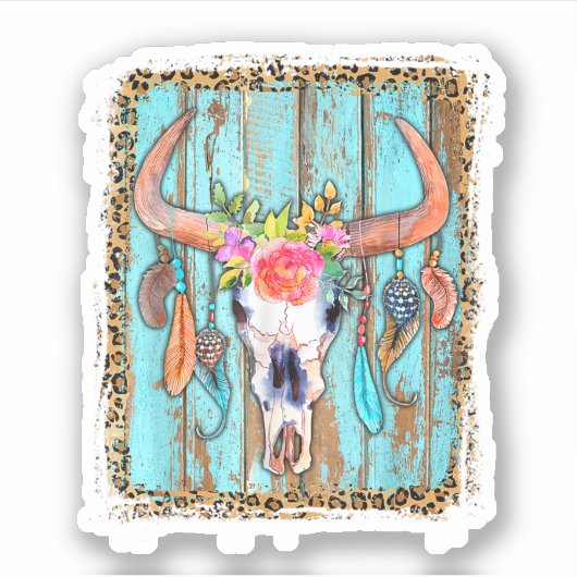 Koe Skulls for Women Leopard Print. Perfect ontwer Sticker (Voorkant)