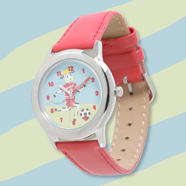 Koe Spelen Voetbal kind Beginnershorloge Horloge (Creator heeft geüpload)