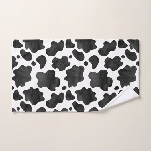 Koe spikkelpatroon zwart-wit afdrukken bad handdoek (Handdoek)