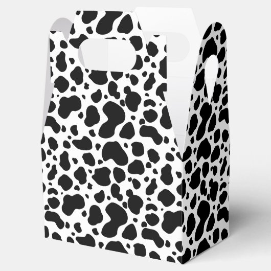 Koe spikkelpatroon zwart-wit afdrukken bedankdoosjes (Geopend)