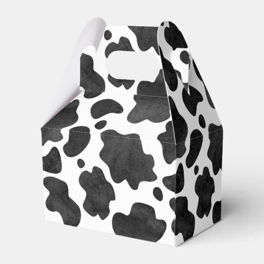 Koe spikkelpatroon zwart-wit afdrukken bedankdoosjes (Achterkant)
