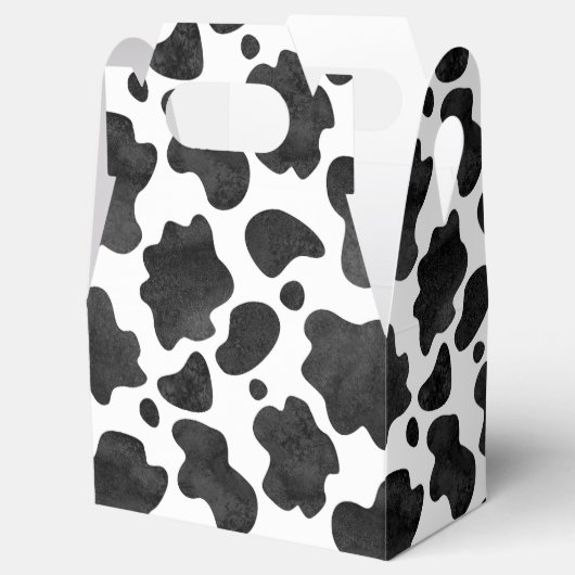 Koe spikkelpatroon zwart-wit afdrukken bedankdoosjes (Geopend)