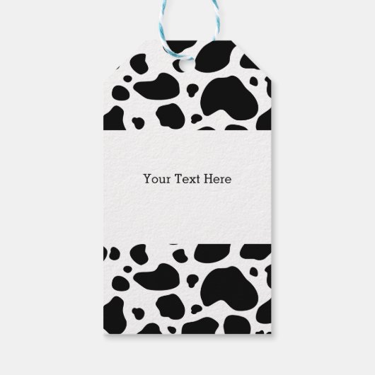 Koe spikkelpatroon zwart-wit afdrukken cadeaulabel (Achterkant)