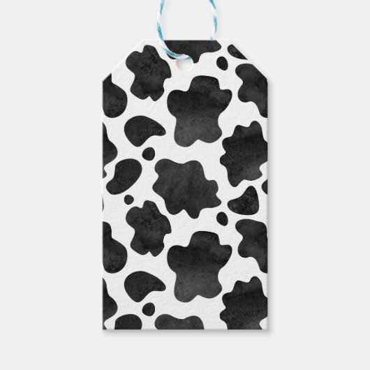 Koe spikkelpatroon zwart-wit afdrukken cadeaulabel (Voorkant)