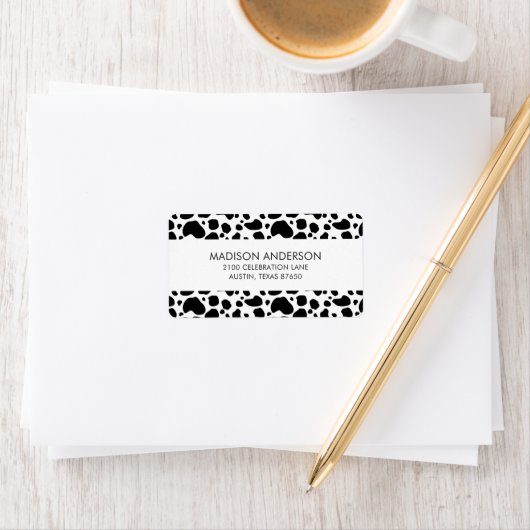 Koe spikkelpatroon zwart-wit afdrukken etiket (Insitu)