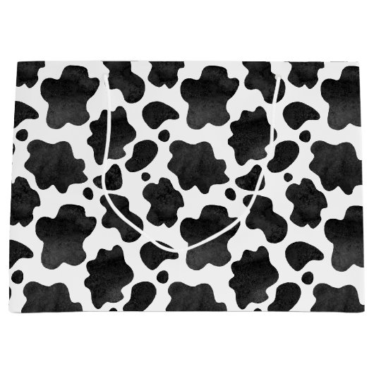 Koe spikkelpatroon zwart-wit afdrukken groot cadeauzakje (Voorkant)