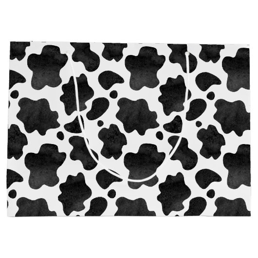 Koe spikkelpatroon zwart-wit afdrukken groot cadeauzakje (Achterkant)