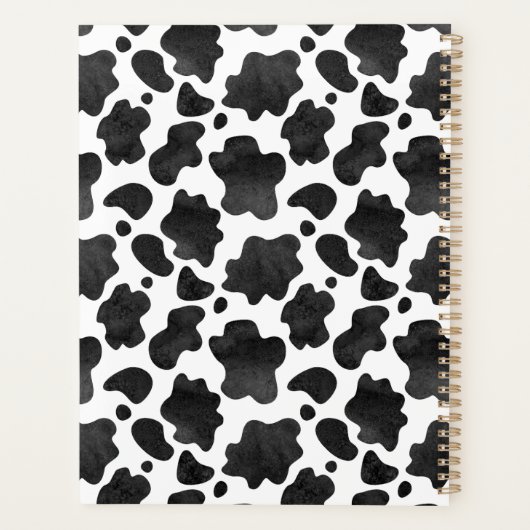 Koe spikkelpatroon zwart-wit afdrukken planner (Achterkant)