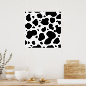 Koe spikkelpatroon zwart-wit afdrukken poster (Keuken)