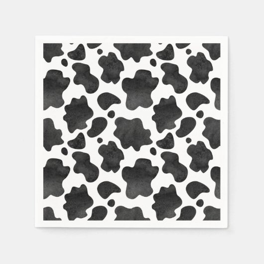 Koe spikkelpatroon zwart-wit afdrukken servet (Voorkant)