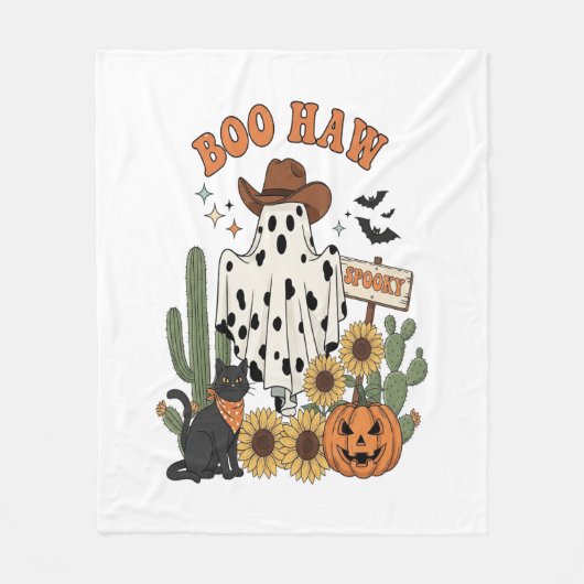 Koe Spot Ghost Western-Funny Halloween Fleece Deken (Voorkant)
