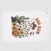 Koe Spot Ghost Western-Funny Halloween Golfhanddoek (Horizontaal)