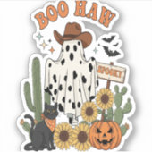 Koe Spot Ghost Western-Funny Halloween Sticker (Voorkant)