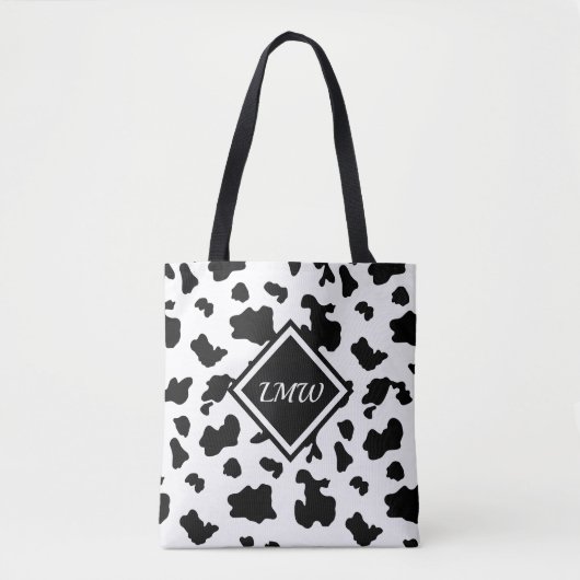 Koe Spot Patroon - Monogram Tote Bag (Voorkant)