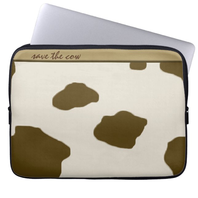 Koe Spots SAVE DE KOE bruin Laptop Sleeve (Voorkant)