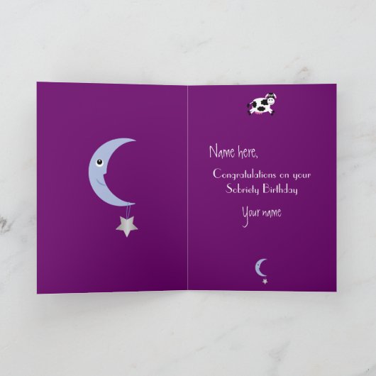 Koe springen over de maan aangepaste Paarse soberh Kaart (Binnen)