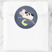 Koe springen over de maan ronde sticker (Tas)