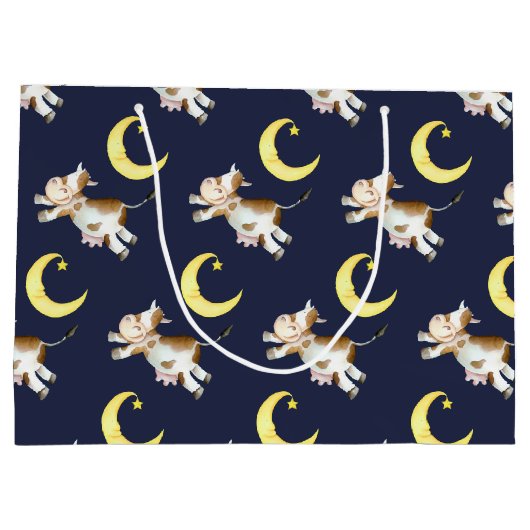 Koe springmaan waterverf schilderij kunst groot cadeauzakje (Achterkant)