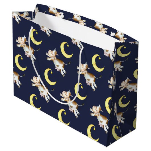 Koe springmaan waterverf schilderij kunst groot cadeauzakje (Achterkant Gekanteld)