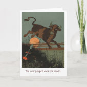 Koe springt over de maan, Wenskaart Kaart (Voorkant)