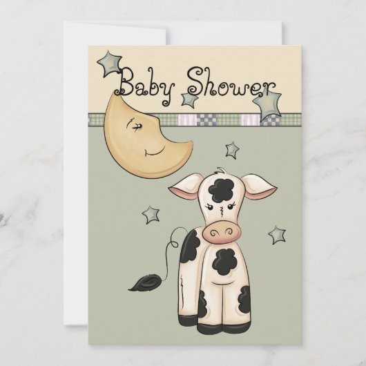 Koe sprong over de maan Baby Shower Invitations Kaart (Voorkant)