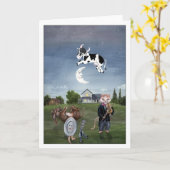 Koe Sprong Over de Maan Kaart (Gele Bloem)