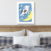 Koe sprong over de maan Kindercanvas kunst Canvas Afdruk (Insitu (Slaapkamer))