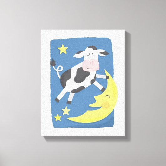 Koe sprong over de maan Kindercanvas kunst Canvas Afdruk (Voorkant)