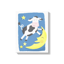 Koe sprong over de maan Kindercanvas kunst