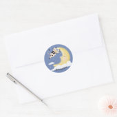 Koe sprong over de maan ronde sticker (Envelop)