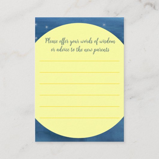 Koe sprong over het advies van het maankunst baby informatiekaartje (Achterkant)