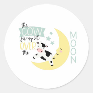 Koe sprong over Moon Ronde Sticker
