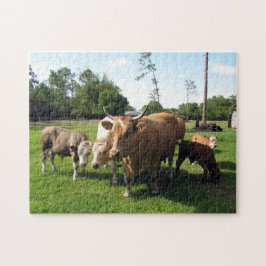 Koe stier en kalveren Boerderij puzzel