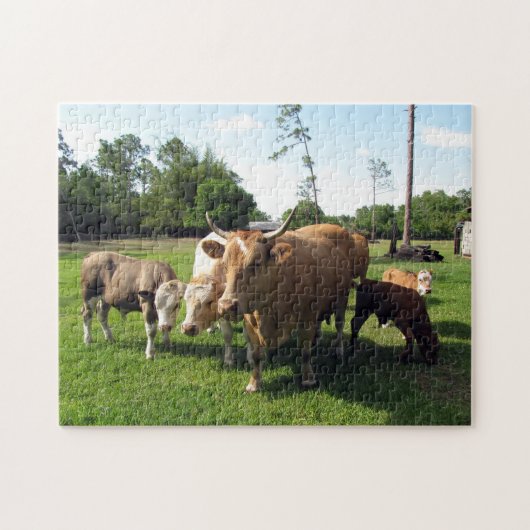 Koe stier en kalveren Boerderij puzzel (Horizontaal)