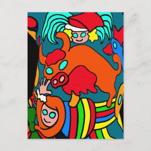 Koe / Stier en meisjes Cartoon Briefkaart