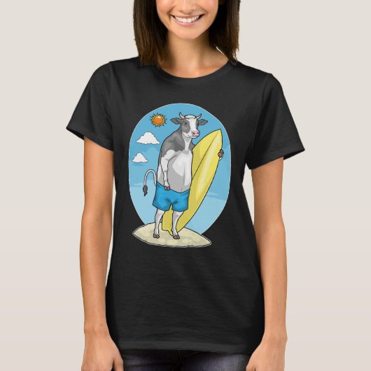 Koe Strand Surfplank Zomer T-shirt (Voorkant)