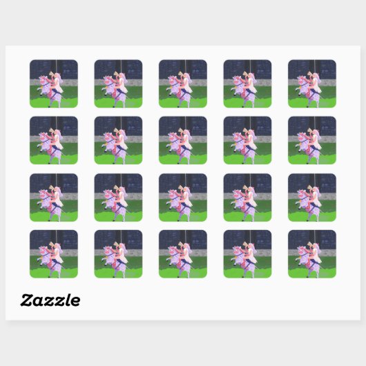 Koe-strijder Vierkante Sticker (Vel)