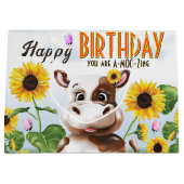 Koe Sunflower Girl Birthday Groot Cadeauzakje (Voorkant)