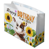 Koe Sunflower Girl Birthday Groot Cadeauzakje (Achterkant Gekanteld)